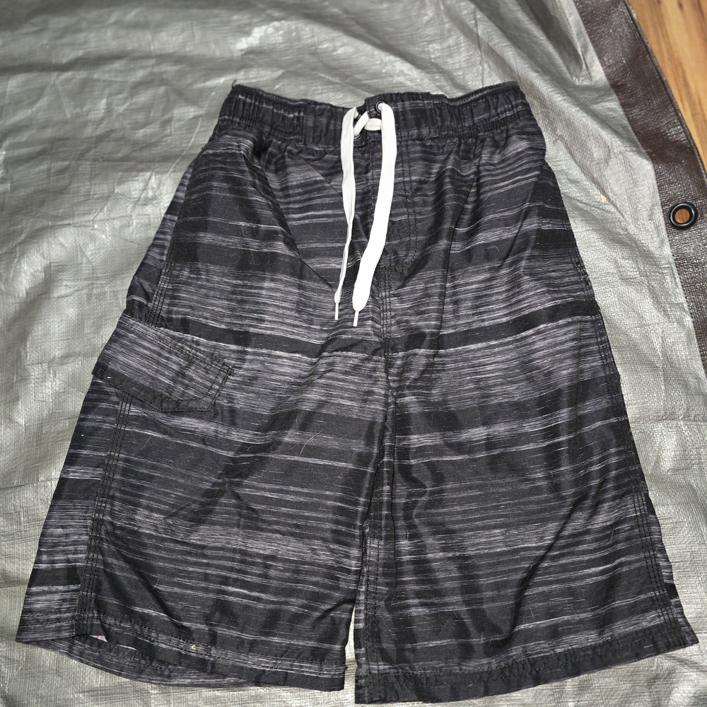 Kanu Surf Black Striped Kids Swim Trunks